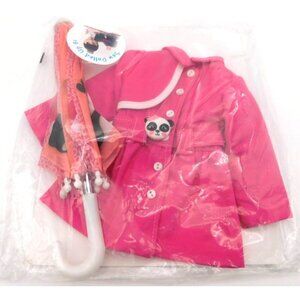 Sew Dolled Up Pink Panda Raincoat Umbrella Fits Ruby Red Fashion Friends RRFF
